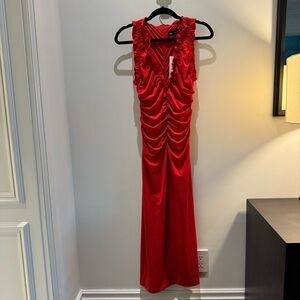 ZARA — RED LOW CUT DRESS (NWT)